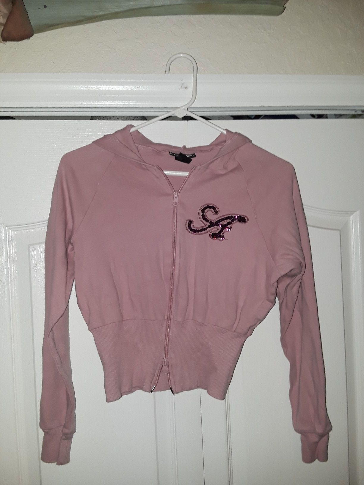 Mauve pink letter A zip up jacket size Medium