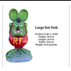 3' Rat Fink Statue, Ed Big Daddy Roth Kustom Kulture Rat Rod Street Rod Decor
