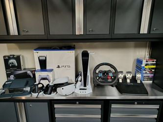 Huge PS5 Gaming Bundle – PSVR2, 30th Anniversary Portal & Controller, Logitech G29 + Games