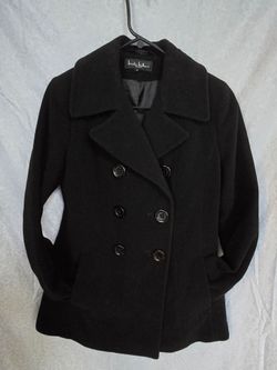 Nicole Miller womens black wool pea coat size 4