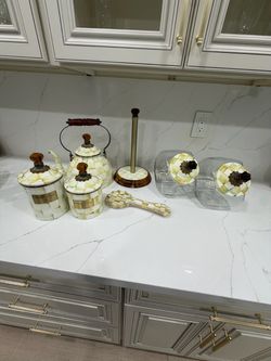 Mackenzie childs parchment check collection 7 piece set