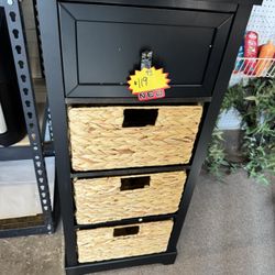 Storage Cabinet With Woven Baskets New Fully Assembled 