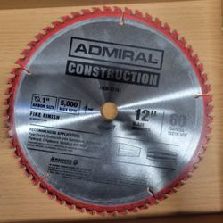 12" 60 Tooth Circular Saw Blade 1" Arbor