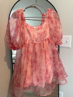 Francesca’s Floral Organza Babydoll Dress