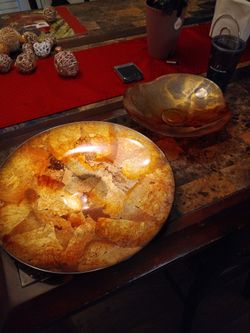 Large gold Red Black Centerpiece Bowl italy made & medium size