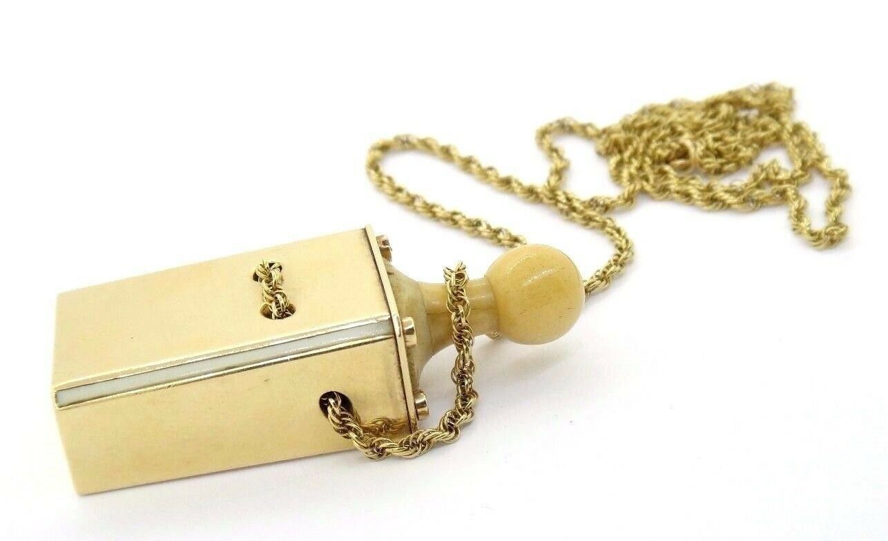 Women's Antique 12k Gold Perfume Bottle with Necklace RARE 24 Inches #30155