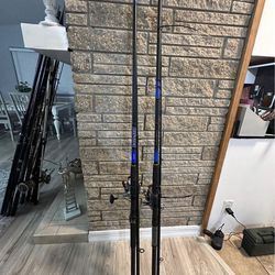 2 12ft daiwa surf rods ready to fish $220 for both quantum reels for