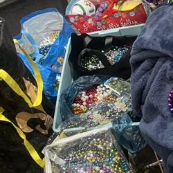 Lot Of Mardi Gras Beads, Throws And Toys
