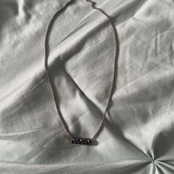 Silver Sapphire Blue Bar Necklace 