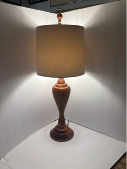 Vintage MCM turned wood maple lamp