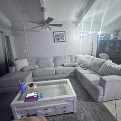 Large Gray Modular Sectional Sofa