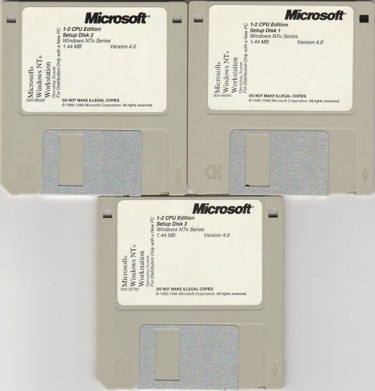 Microsoft Windows NT Workstation Version 4.0 ~ Disks 1-3 ~ 3.5" disk 1996