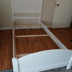 Twin Sized White Wooden Bed Frame