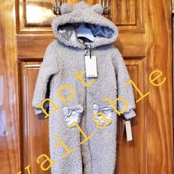 7 For All Mankind Toddler 1 Piece Sherpa Fleece Winter Romper Outfit 18M Gray
