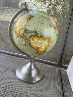 World Globe Learning Earth Map Geographic Globe w/Metal Stand Decor Vintage
