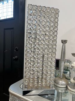 Crystal Bead Table Lamp Silver Base