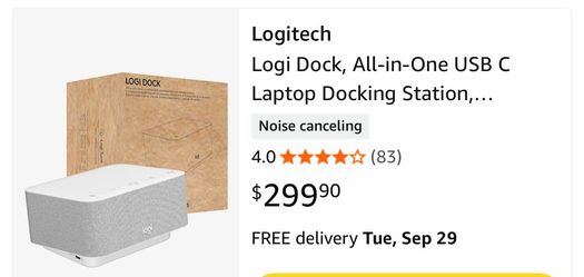 Logitech - Logi Dock, All-in-One USB C Laptop Docking Station, Speakerphone, Noise Canceling Mics, Bluetooth, HDMI, for Windows/macOS, Certified for Z