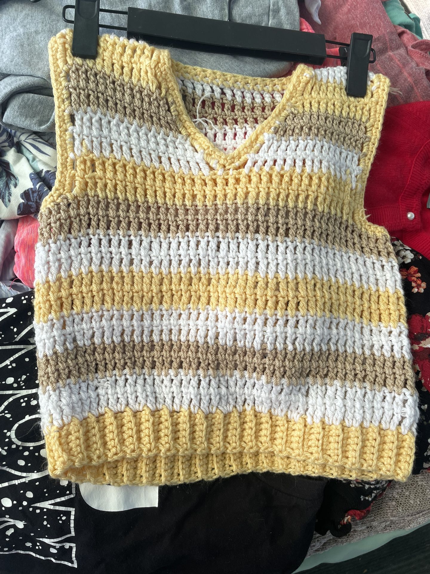 Crochet Sweater Vest Crop Top