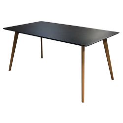 SKYDTBL 63" Rectangular MidCentury Modern Dining Table with Solid White Oak Legs and Black Tabletop