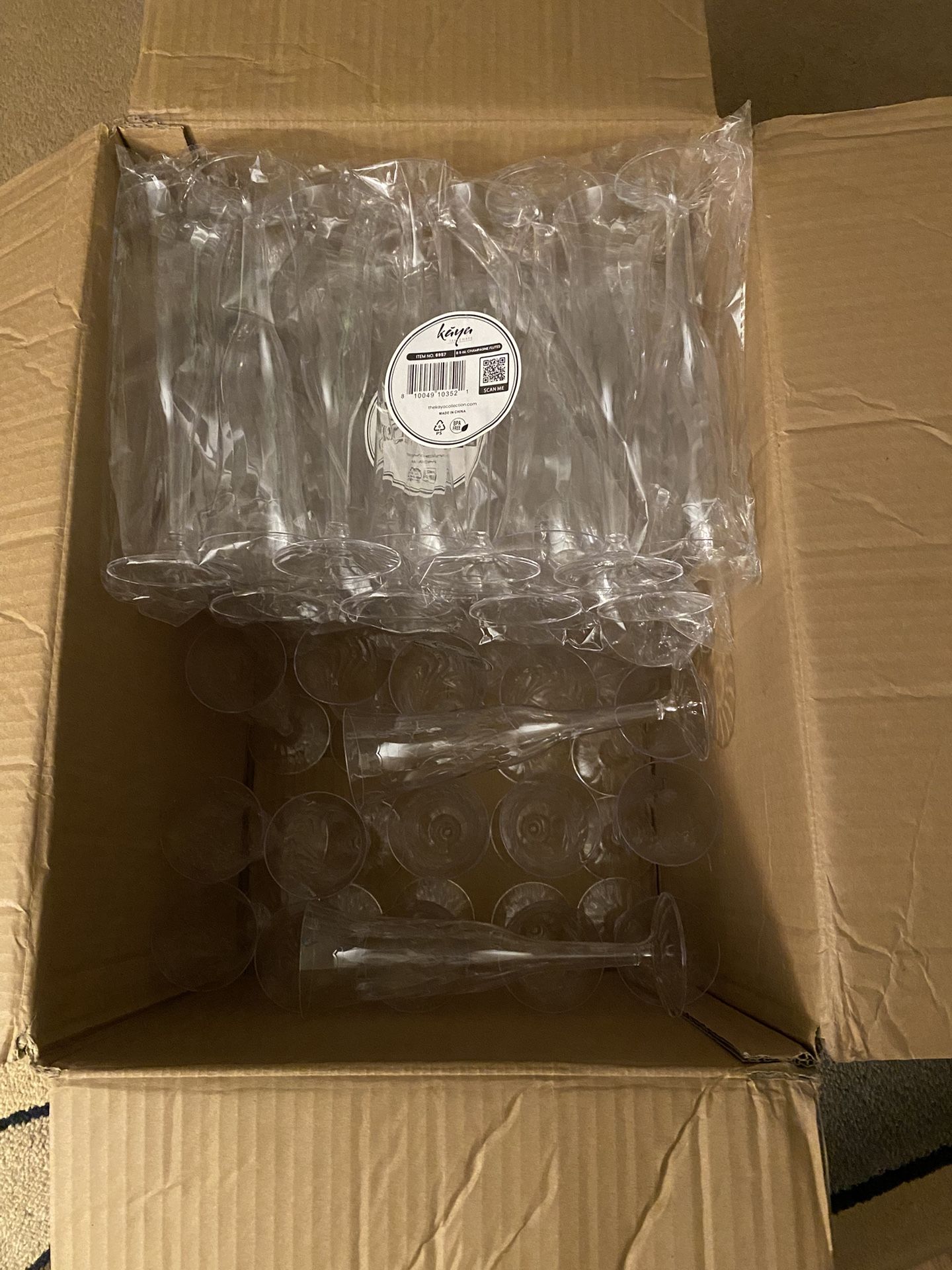 57 Clear Flute Glasses Plastic 5oz