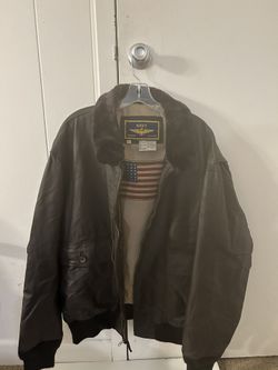 Landing Leathers USA Navy G-1 Leather Flight Bomber Jacket Mens XL NWT Fur Black