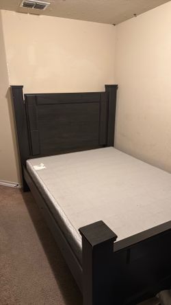 Queen Black Bed Frame w/ Box Spring