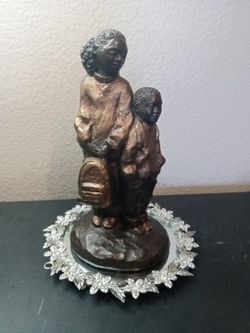 GORGEOUS 9" My Big Sister Signed Bronzed Ceramic Austin Sculpture
