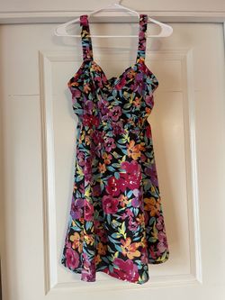 QED London Skater Mini Dress in Floral Print