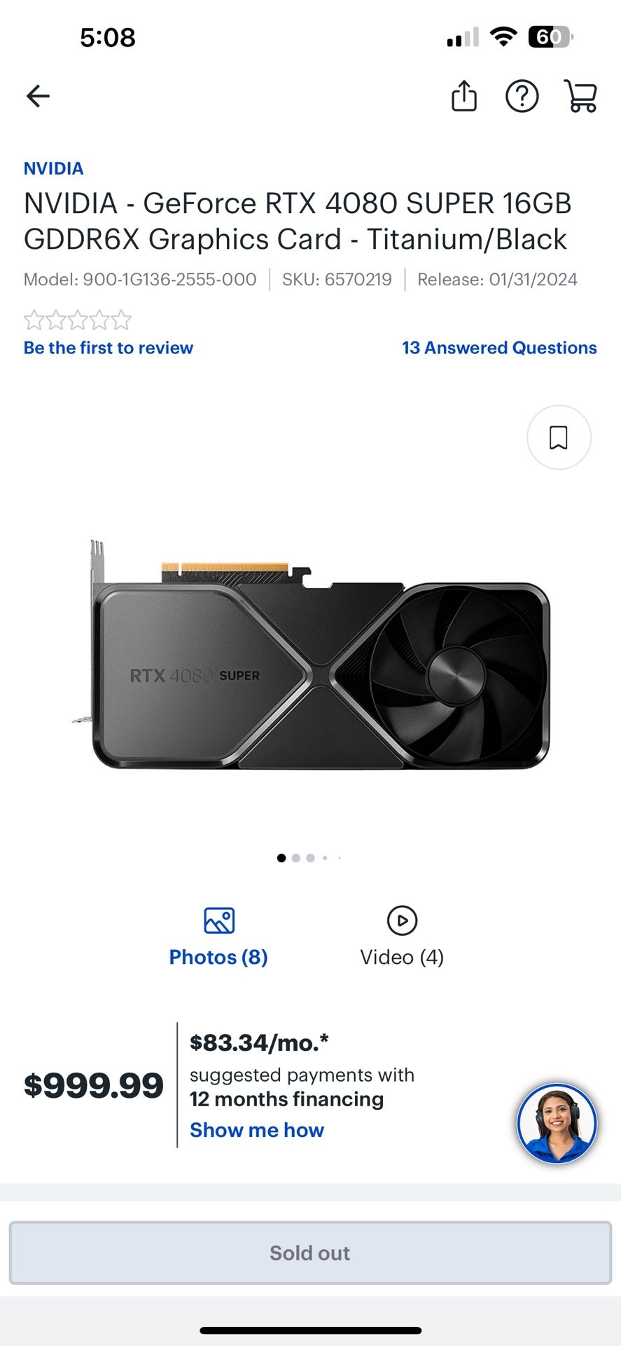 🔥🔥BRAND NEW NVIDIA - GeForce RTX 4080 SUPER 16GB GDDR6X Graphics Card - Titanium/Black 🔥🔥