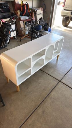 White Modern Media Console with Open Shelves