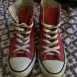 Red high top Converse 