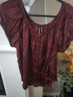 Anthropologie Sz.L Off-Shoulder Lace Trim Blouse