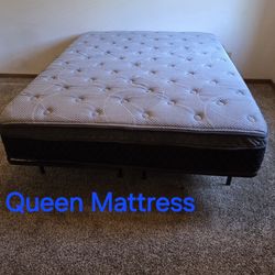 Brand New Queen Mattress And Foldable Frame