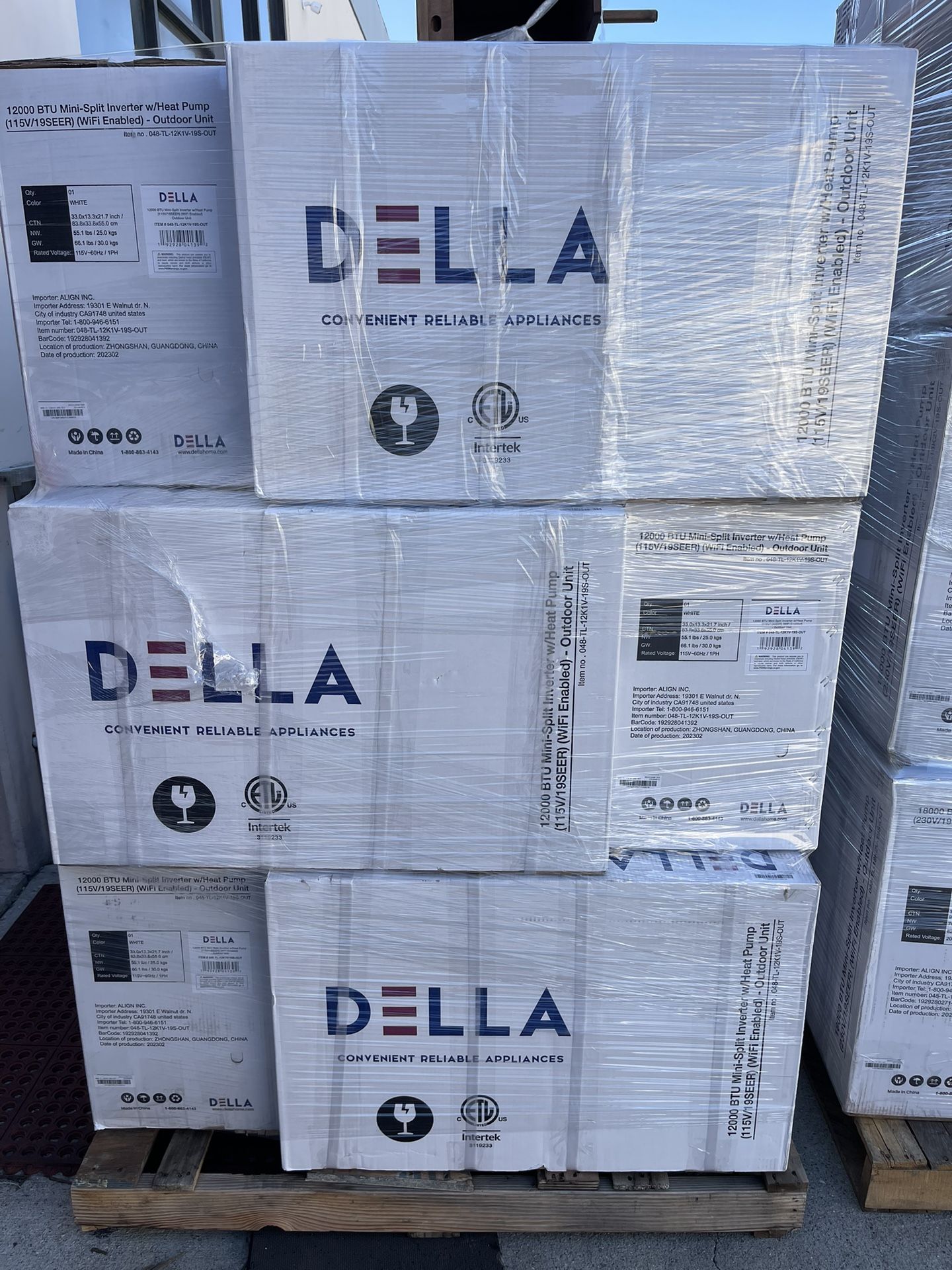 New DELLA 12,000 BTU/ 1 Ton Mini Split Air Conditioner, 115V, 20.5 SEER2