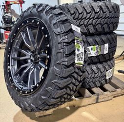 20x10 Fuel D680 Rebel Gray Wheels 28550R20 MT Tires 6x139.7 Silverado Sierra Tahoe-WE FINANCE
