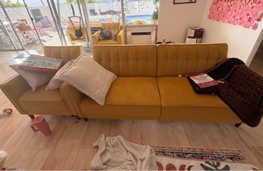 Sofa velvet mustard