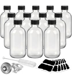 12 pack! Clear Glass Bottles with Lids. 2oz. Brand new! See all pics!
