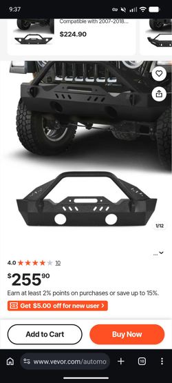 NEW VEVOR Front Bumper Compatible with 2018-2024 Jeep Wrangler JL JLU & Gladiator
