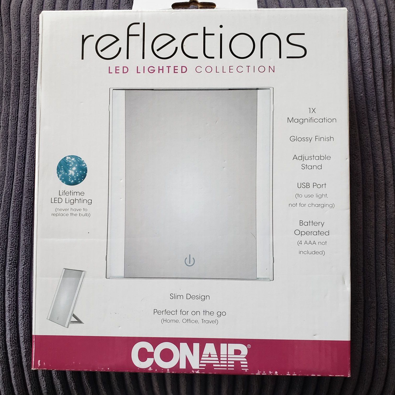 Conair Reflections Makeup Mirror LED Lighted Collection 1X Slim On The Go