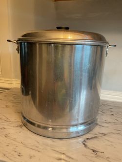 Large stainless steel pot with lid