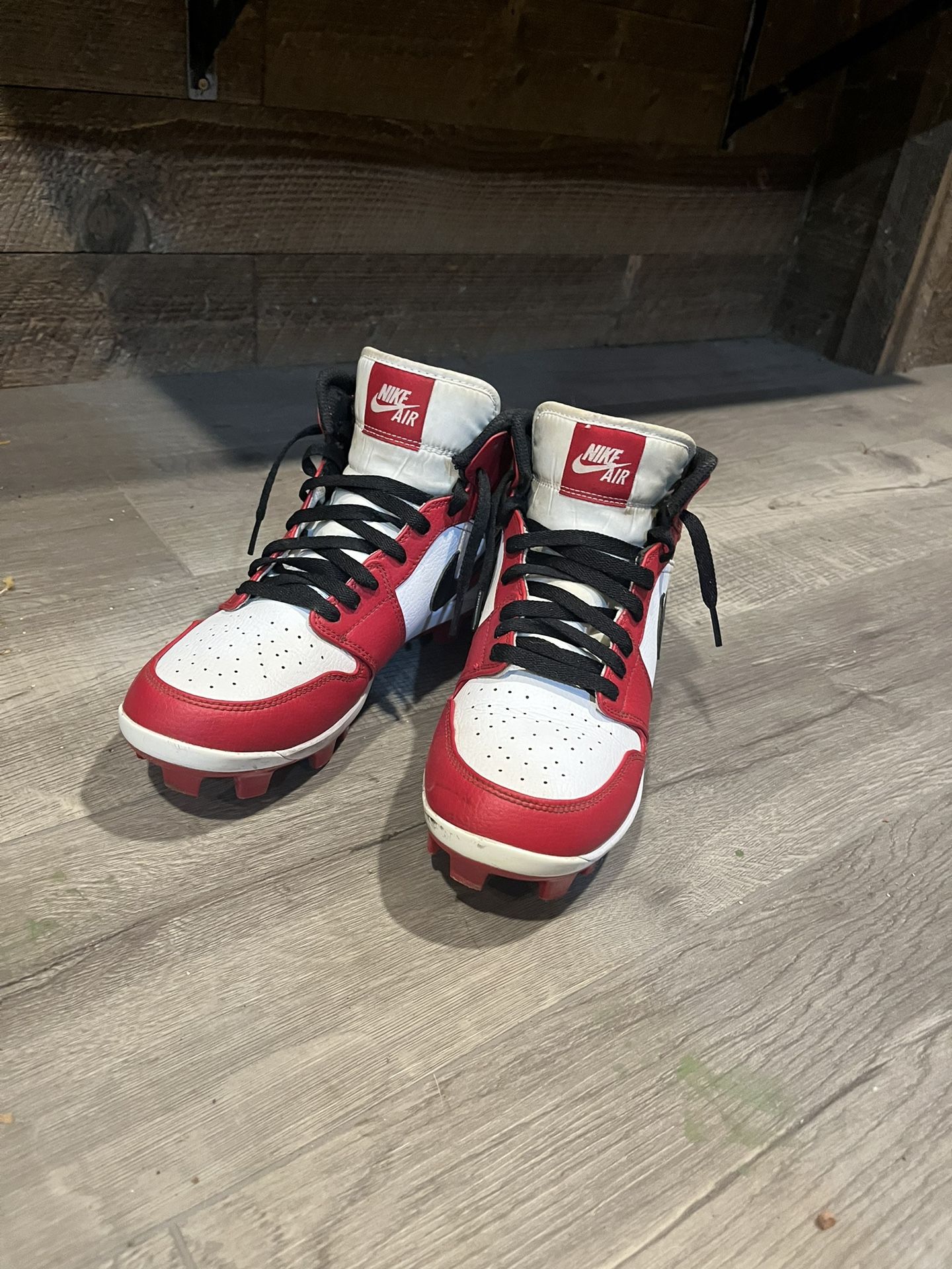 Red air Jordan ones eight men cleats