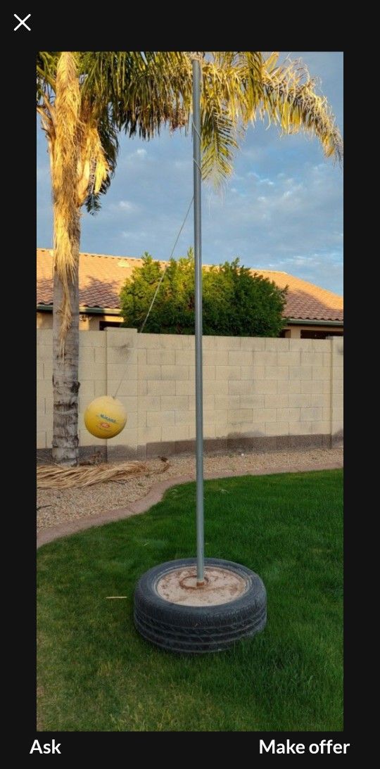 Tether Ball Pole With A Concrete Tire Base