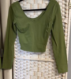 Green Long Sleeve Crop Top Size 4