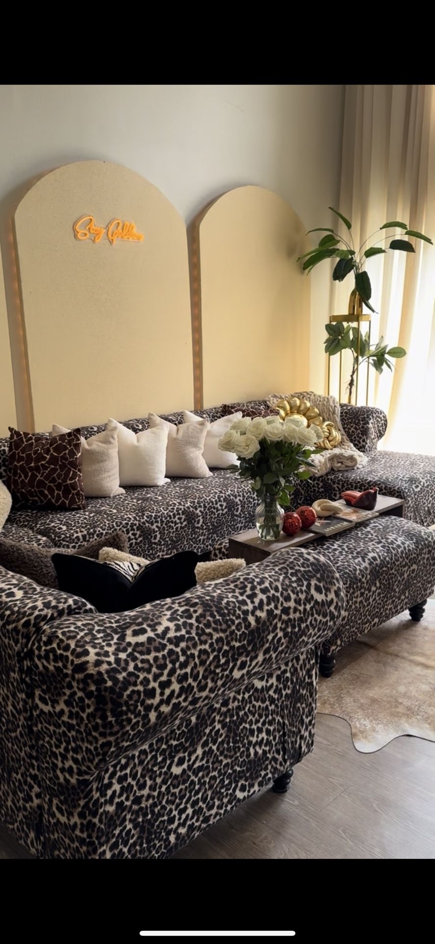 Cheetah Print Couch & Ottoman