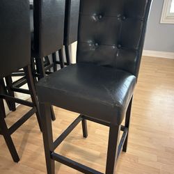 Set of 4 Black Faux Leather Bar Stools – Counter Height