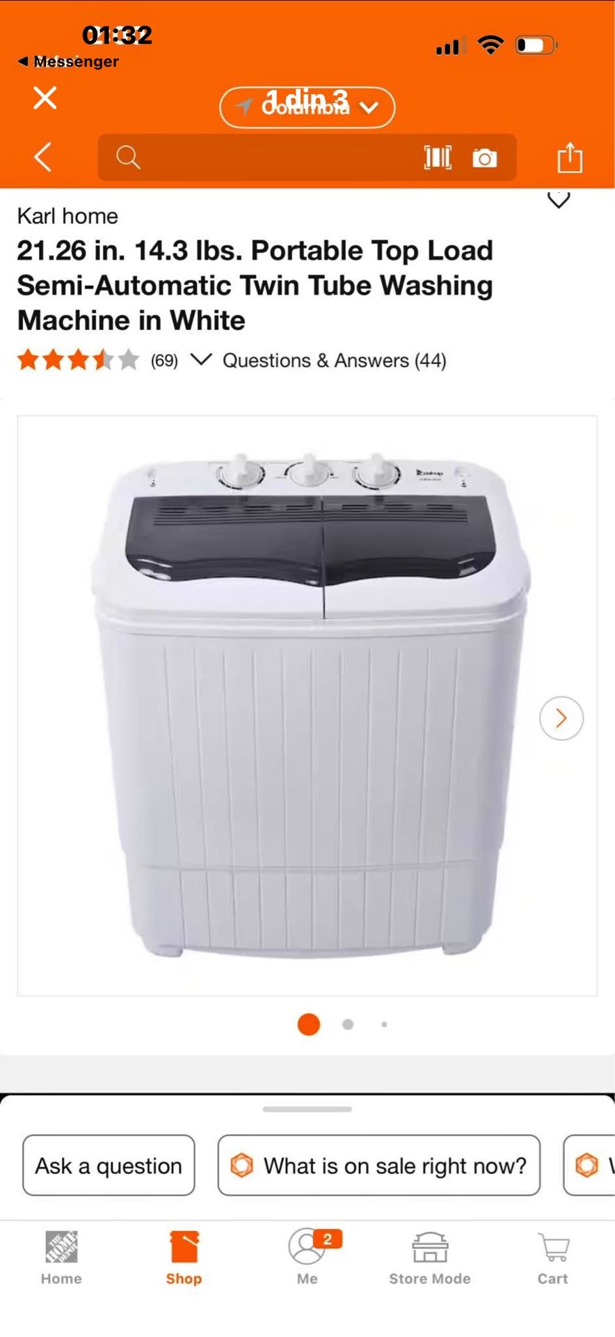 21.26 in. 14.3 lbs. Portable Top Load Semi-Automatic Twin Tube Washing Machine in White