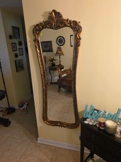 Ornate Gold Full-Length Wall Mirror
