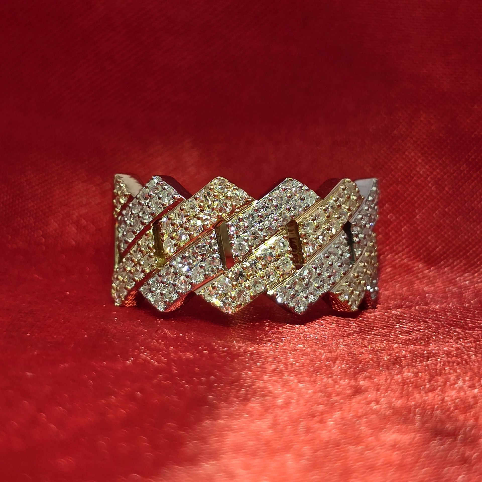 10k Yellow Gold Diamond Cuban Link Ring 1.15 ctw