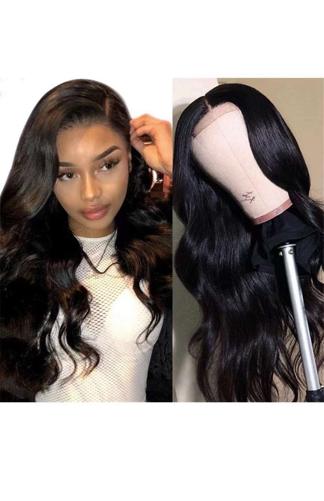 26 Inches Body Wave Lace Closure Human Hair Wig 4x4 Lace Closure