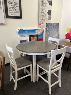 Round Counter-Height Dining Table Set with 4 Chairs
